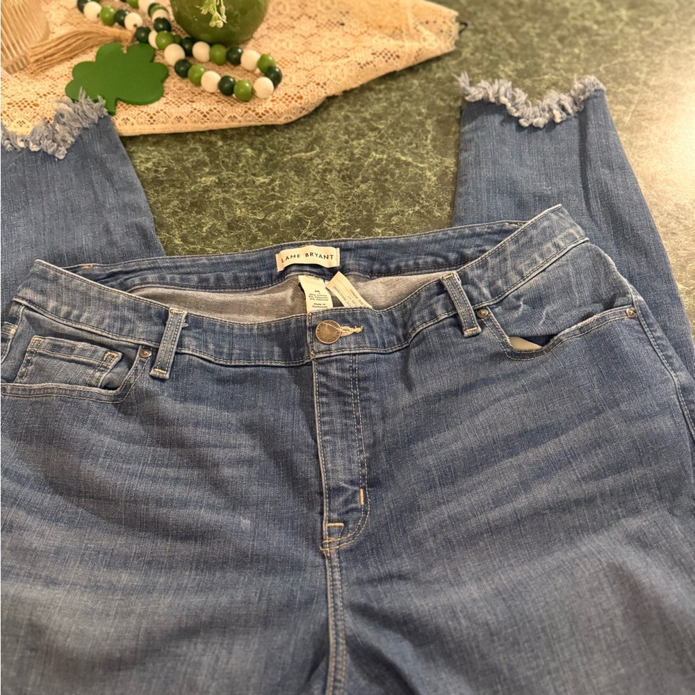 Lane Bryant Blue Frayed Hem Jeans
